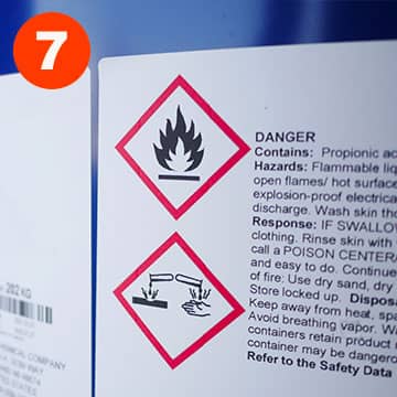 GHS chemical compliance label on a container