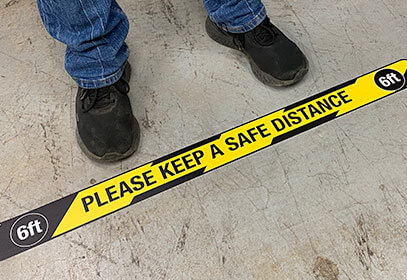 Social Distancing Floor Tape Signs Chequer Marking Safe Distance 