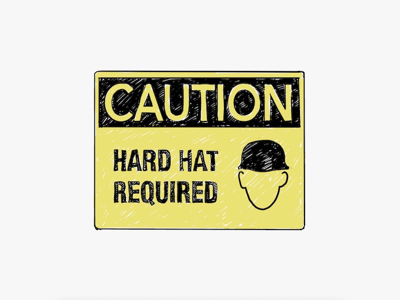 Caution: Hard Hat Required Sign with OSHA header illustration
