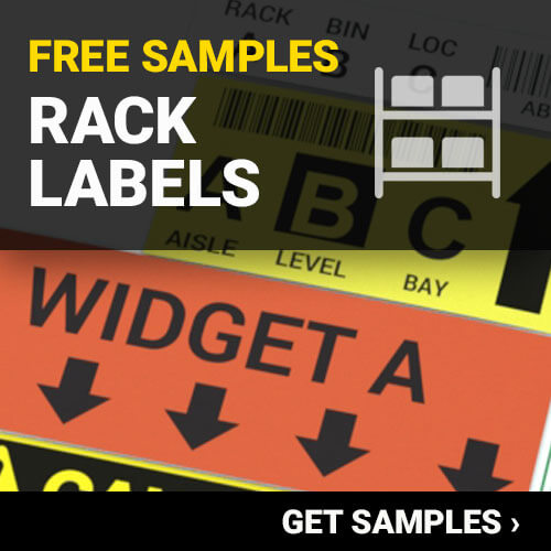 What are the differences between rack labels, bin labels, and shelf labels?