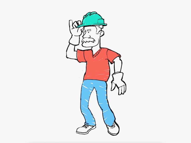 Illustrated Worker Wearing Hard Hat